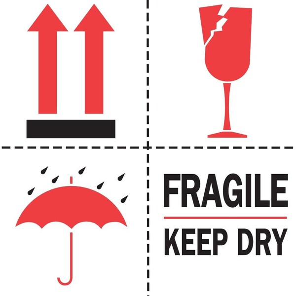 Label, DL4430, FRAGILE KEEP DRY, 6" X 6"